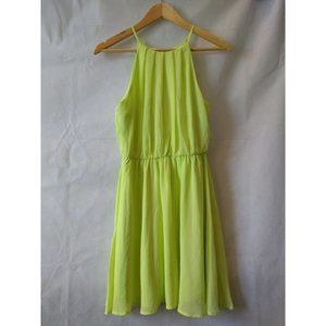 Lush Women's Bright Green Sleeveless High Neck Flowy Sheath Dress Size S
